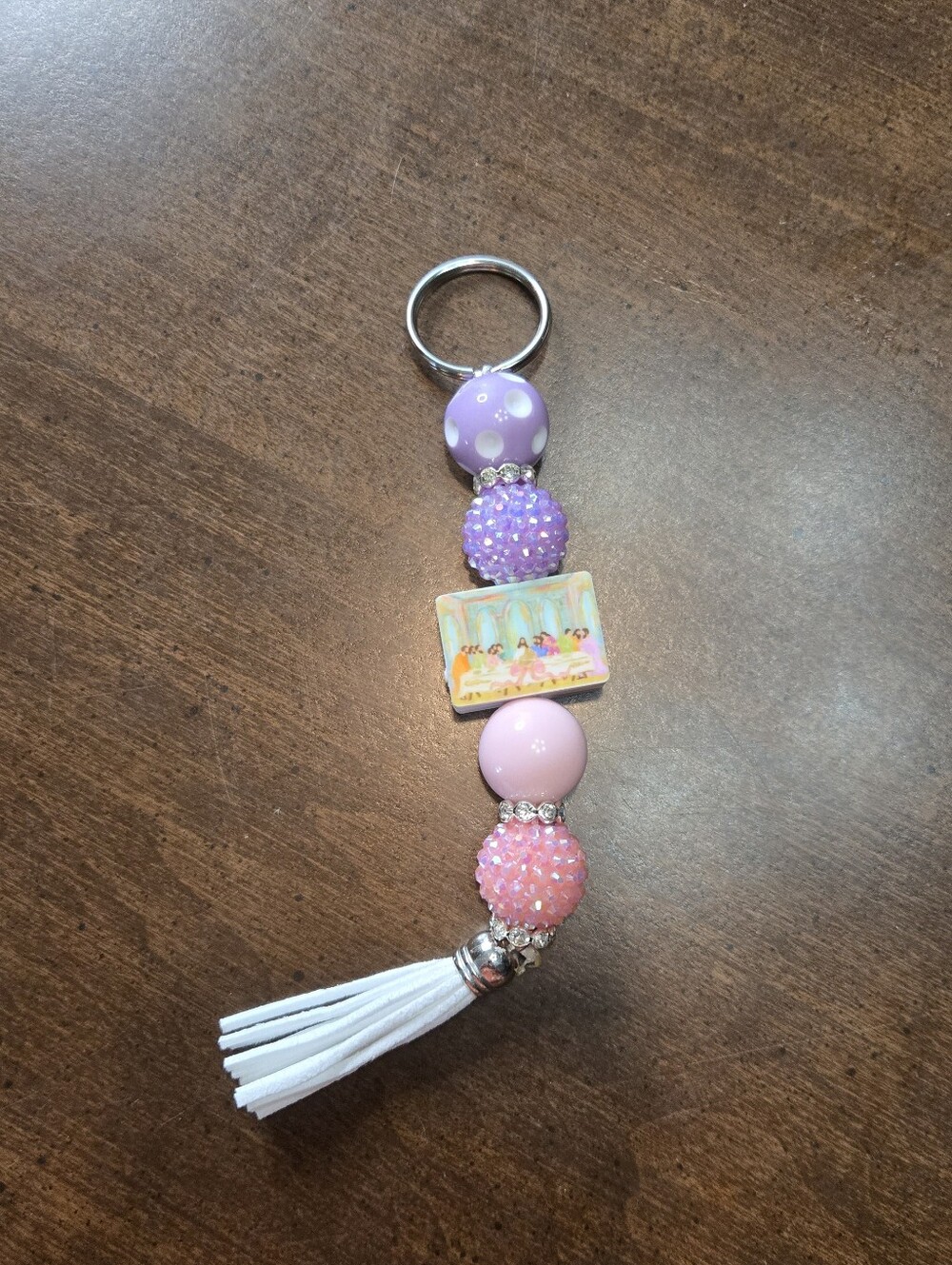 *SALE* Easter Spring Passover Last Supper Pastel Beaded Keychain Bag Purse Charm
